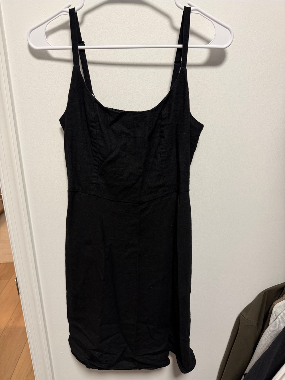 Linen Black Spaghetti-Strap Dress